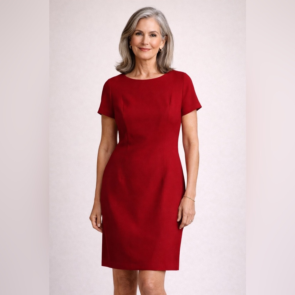 Brooks Brothers 346 Classic Vibrant Red Wool Blend Sheath Dress Size 14